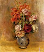 Vase of gladiolas and roses 1909